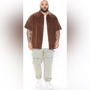 NOVAMEN Brown Corduroy Button-Up Shirt